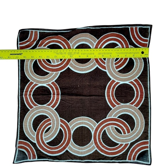 Vtg Geometric Circles Scarf Square 17x17 inch Brown - Picture 12 of 12